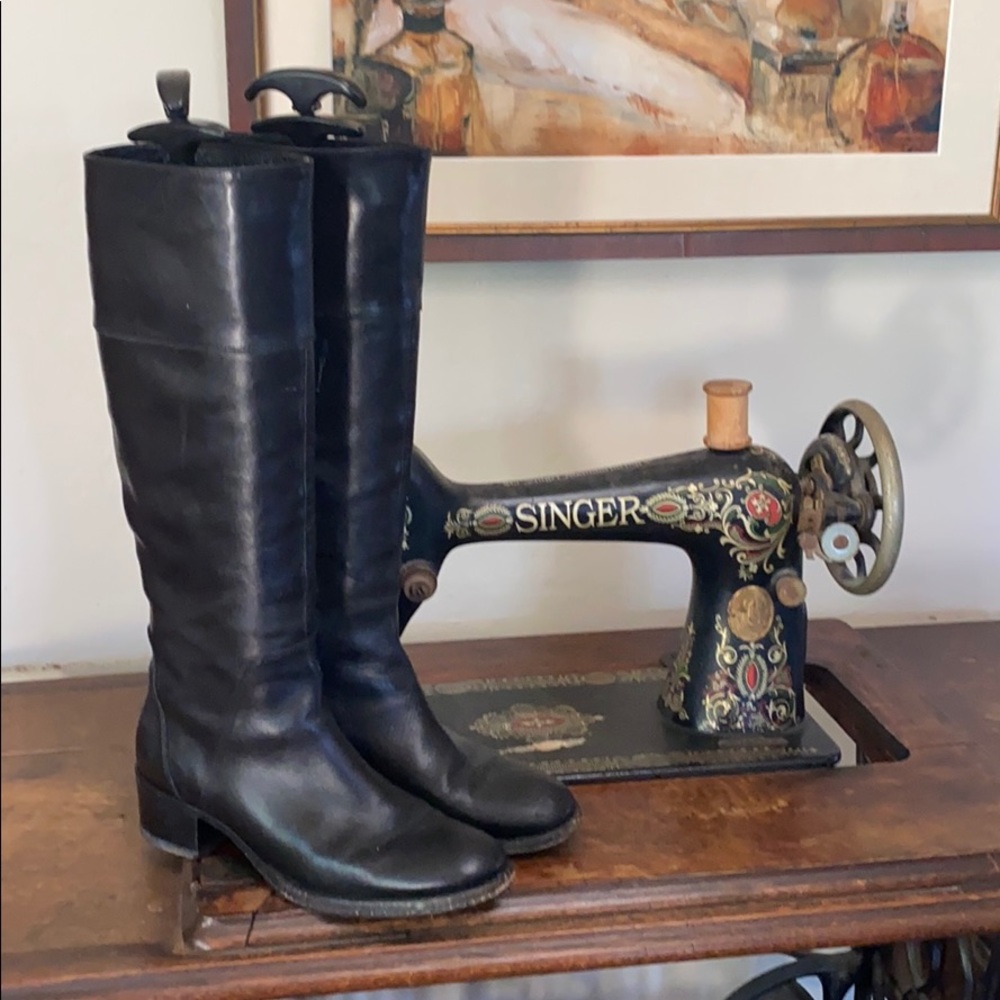 Black leather boots